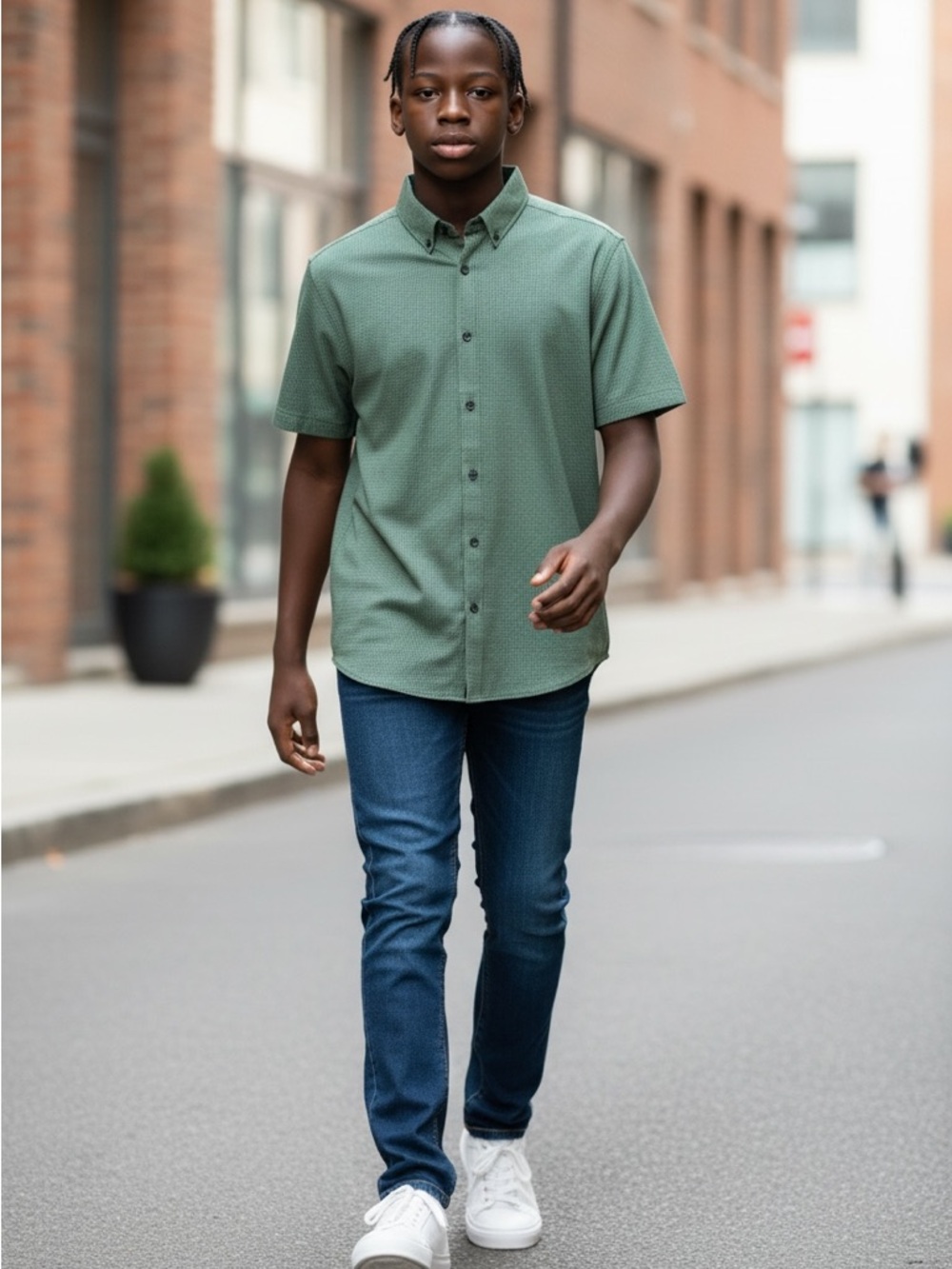 Buffalo David Bitton Youth short Sleeve Shirt Button Up Size S